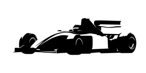 Gordijnen Formula racing car, isolated vector silhouette, ink drawing © michalsanca
