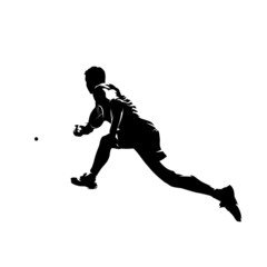 Fototapeta na wymiar Squash player, isolated vector silhouette. Ink drawing athlete with racket
