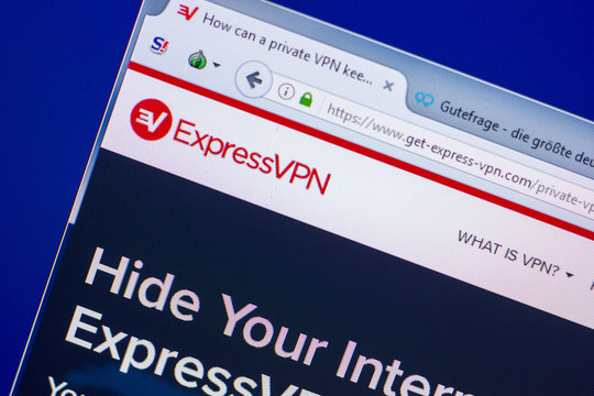 Ryazan, Russia - May 20, 2018: Homepage of Get-Express-VPN website on the display of PC, url - Get-Express-VPN.com.
