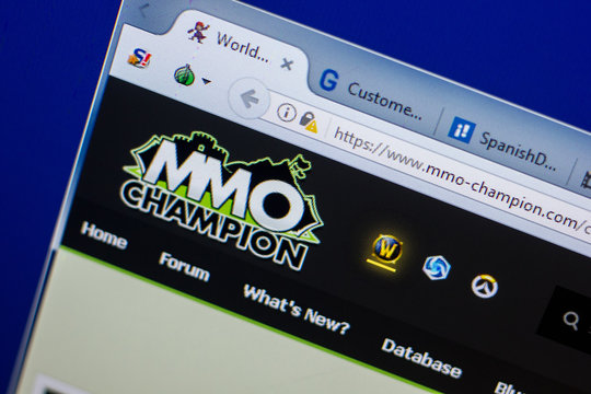 Ryazan, Russia - May 20, 2018: Homepage of MMO-champion website on the display of PC, url - MMO-champion.com.