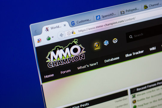 Ryazan, Russia - May 20, 2018: Homepage of MMO-champion website on the display of PC, url - MMO-champion.com.