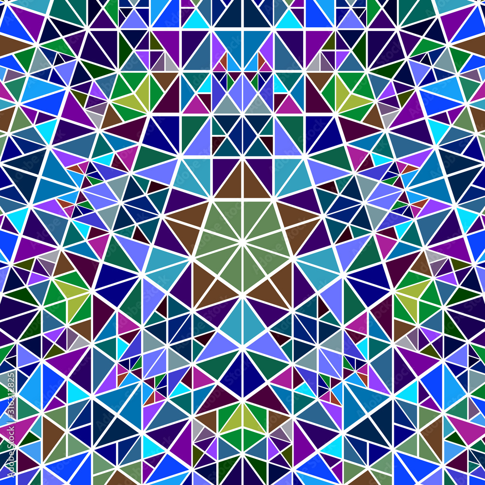 Poster dynamic geometrical polygonal circular tile triangle mosaic background - hypnotic abstract colorful 