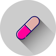 Medicine capsule filled line icon design