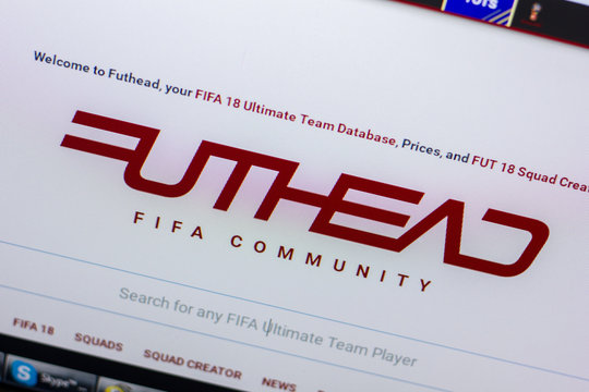 Ryazan, Russia - May 20, 2018: Homepage of FutHead website on the display of PC, url - FutHead.com.