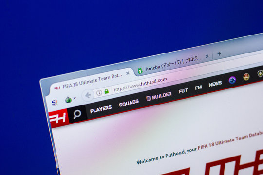 Ryazan, Russia - May 20, 2018: Homepage of FutHead website on the display of PC, url - FutHead.com.