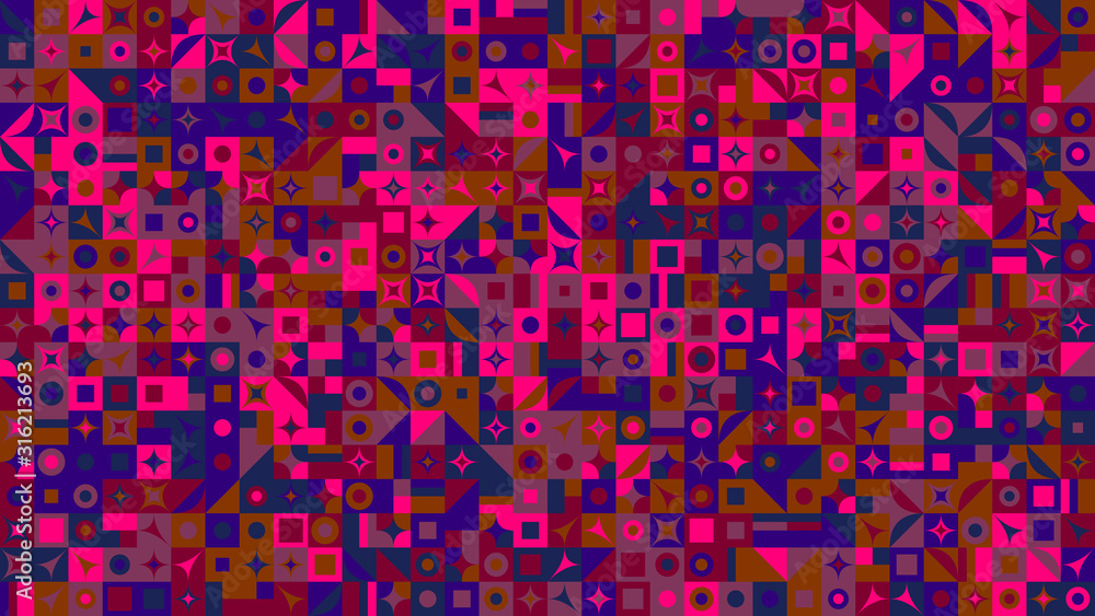 Poster chaotic abstract mosaic pattern background - colorful random vector illustration