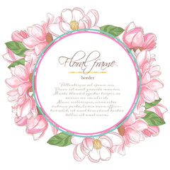 Vector delicate invitation with magnolia for wedding, marriage, bridal, birthday, Valentine's day.