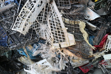 Close-up of plastic waste and bottles closeup