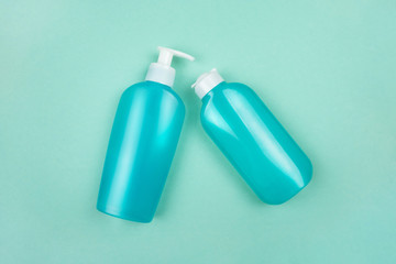 Flatlay with plastic bottles