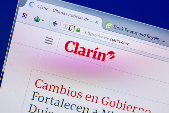 Ryazan, Russia - May 20, 2018: Homepage of Clarin website on the display of PC, url - Clarin.com.