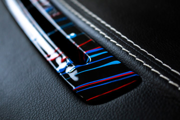 Decorative panel insert painted in blue, indigo and red colors.