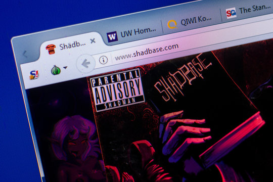 Ryazan, Russia - May 20, 2018: Homepage of ShadBase website on the display of PC, url - ShadBase.com.