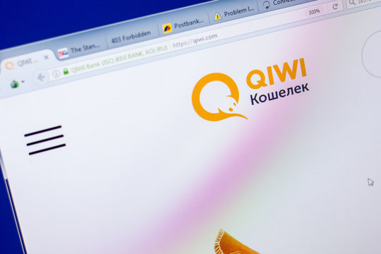 Ryazan, Russia - May 20, 2018: Homepage of Qiwi website on the display of PC, url - Qiwi.com.