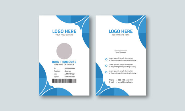 Corporate Blue Id Card Template Layout