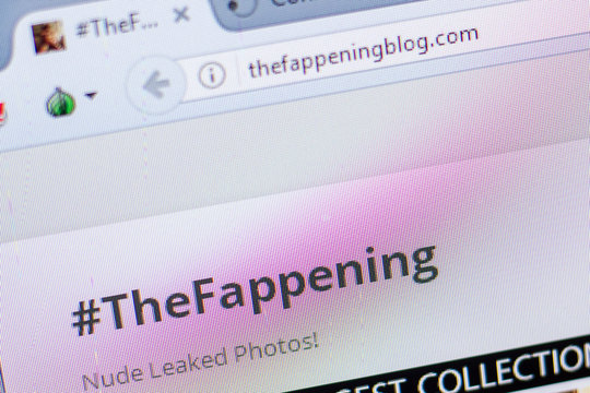 Ryazan, Russia - May 20, 2018: Homepage of TheFappeningBlog website on the display of PC, url - TheFappeningBlog.com.