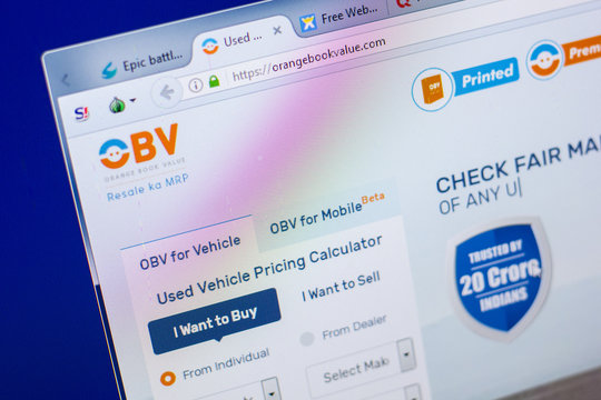 Ryazan, Russia - May 20, 2018: Homepage of OrangeBookValue website on the display of PC, url - OrangeBookValue.com.