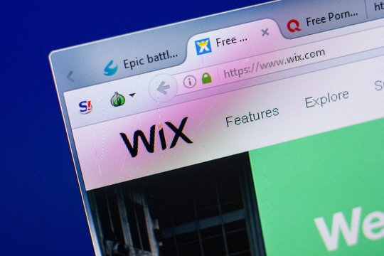 Ryazan, Russia - May 20, 2018: Homepage of Wix website on the display of PC, url - Wix.com.