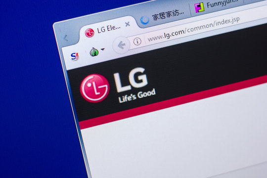Ryazan, Russia - May 20, 2018: Homepage of LG website on the display of PC, url - LG.com.
