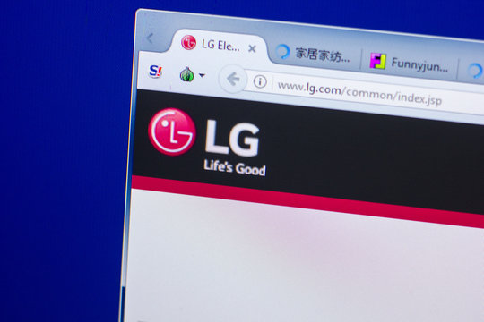 Ryazan, Russia - May 20, 2018: Homepage of LG website on the display of PC, url - LG.com.