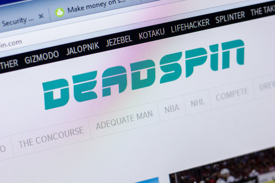 Ryazan, Russia - May 20, 2018: Homepage of DeadSpin website on the display of PC, url - DeadSpin.com.