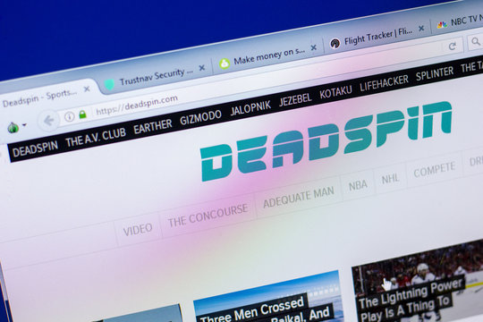 Ryazan, Russia - May 20, 2018: Homepage of DeadSpin website on the display of PC, url - DeadSpin.com.