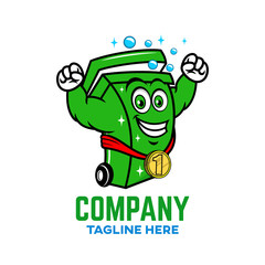 Modern champion Trash can logo. Vector illustration.