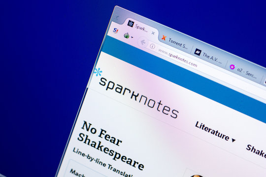 Ryazan, Russia - May 27, 2018: Homepage of SparkNotes website on the display of PC, url -SparkNotes.com.