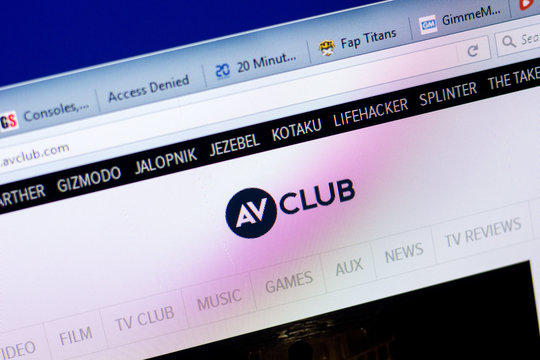 Ryazan, Russia - May 27, 2018: Homepage of AvClub website on the display of PC, url - AvClub.com.