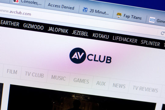 Ryazan, Russia - May 27, 2018: Homepage of AvClub website on the display of PC, url - AvClub.com.