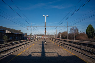 railway station at sunset