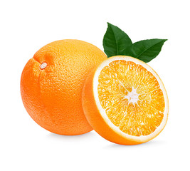 Fresh orange fruit isolated on white background