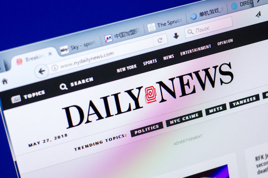 Ryazan, Russia - May 27, 2018: Homepage of NYDailyNews website on the display of PC, url - NYDailyNews.com.