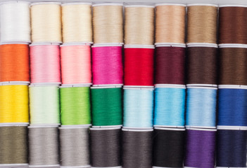 close up of colorful cone of threads
