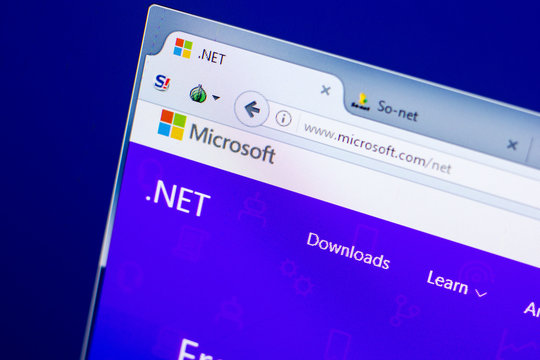 Ryazan, Russia - May 27, 2018: Homepage of .NET website on the display of PC, url - Microsoft.com/net.
