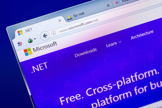 Ryazan, Russia - May 27, 2018: Homepage of .NET website on the display of PC, url - Microsoft.com/net.