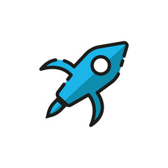 Rocket flat icon.  Design template vector