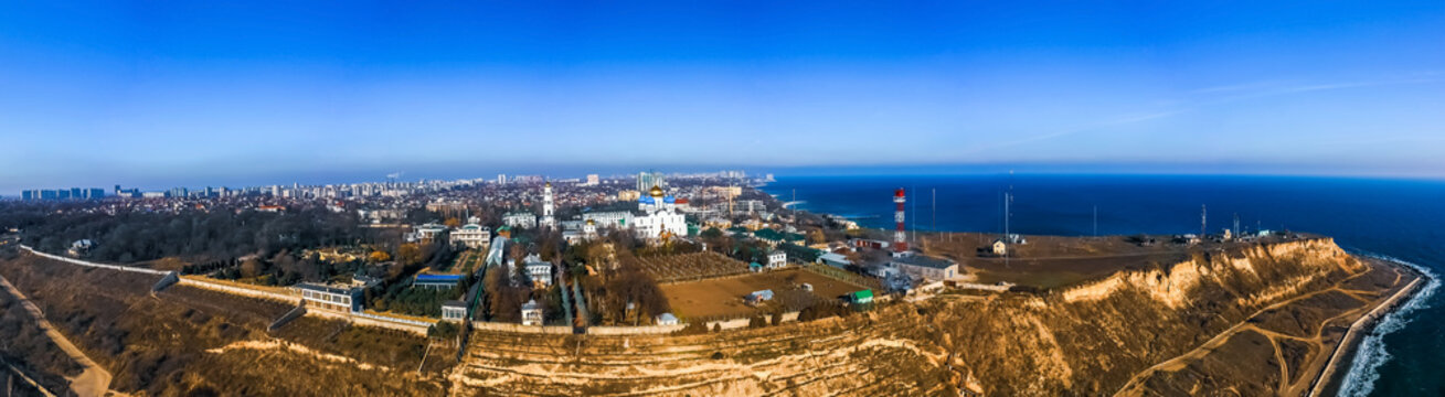 air panorama of cape big fountain of Odessa Ukraine