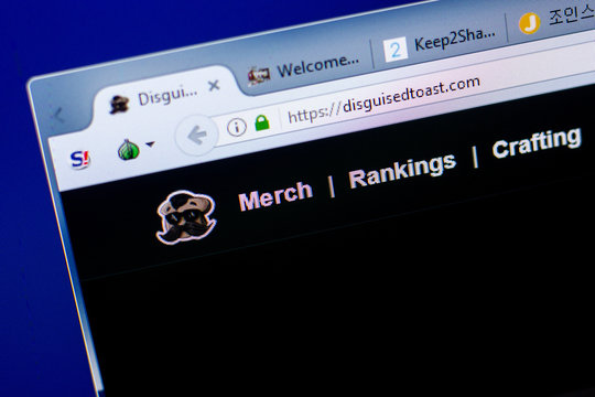 Ryazan, Russia - May 27, 2018: Homepage of Disguisedtoast website on the display of PC, url - Disguisedtoast.com.