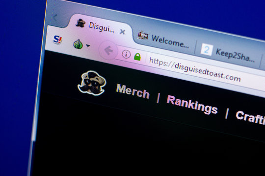 Ryazan, Russia - May 27, 2018: Homepage of Disguisedtoast website on the display of PC, url - Disguisedtoast.com.