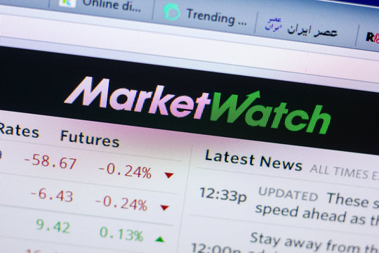 Ryazan, Russia - May 27, 2018: Homepage of MarketWatch website on the display of PC, url - MarketWatch.com.