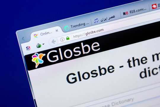 Ryazan, Russia - May 27, 2018: Homepage of Glosbe website on the display of PC, url - Glosbe.com.