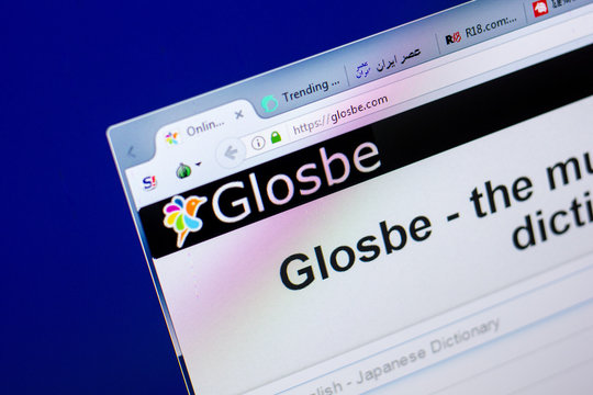 Ryazan, Russia - May 27, 2018: Homepage of Glosbe website on the display of PC, url - Glosbe.com.