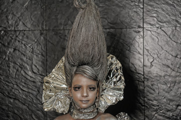 Girl in silver and foil