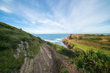Fototapeta na wymiar The coast of Zumaia on a clear day