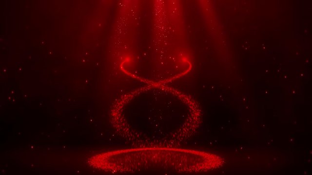 Red Glowing Spiral Particles with Trail Intro Logo Background