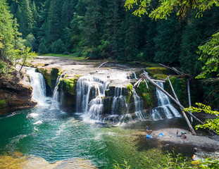 Stunning aerial photos of Lower Lewis River Falls on the majestic Lewis River in Skamania County and the Gifford Pinchot National Forest in Washington State