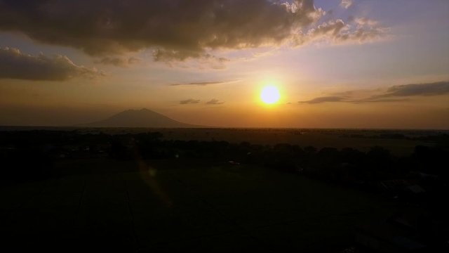 Drone shot of Mount Arayat in Pampanga Philippines during golden hour.