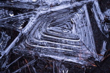 A tiny pool, frozen after cold night