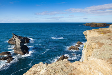 The rocks and cliffs in the ocean of the famous island Belle Ile en Mer in France