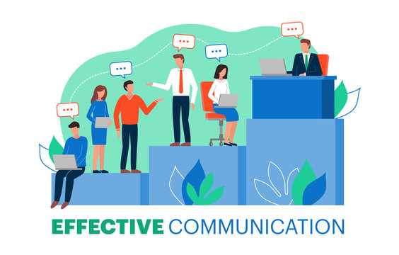 Vector illustration of effective communication within a team